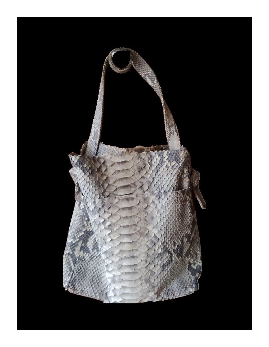The Bucket — Natural python python leather handbags