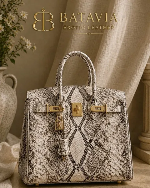 Batavia Aurelia top handle bag in natural python leather