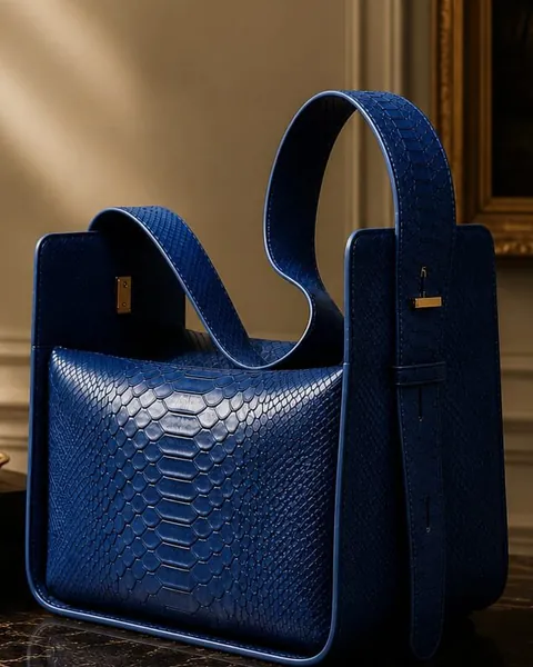 Batavia Bromo python leather shoulder bag in blue