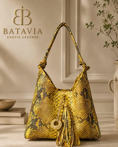 Batavia Flores python leather handbag in yellow