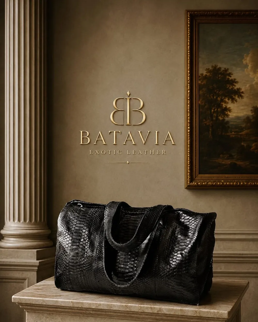 Batavia Monaco python leather duffle bag in black