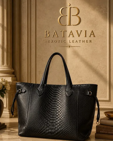 Batavia Ravello Noir python leather tote bag in black